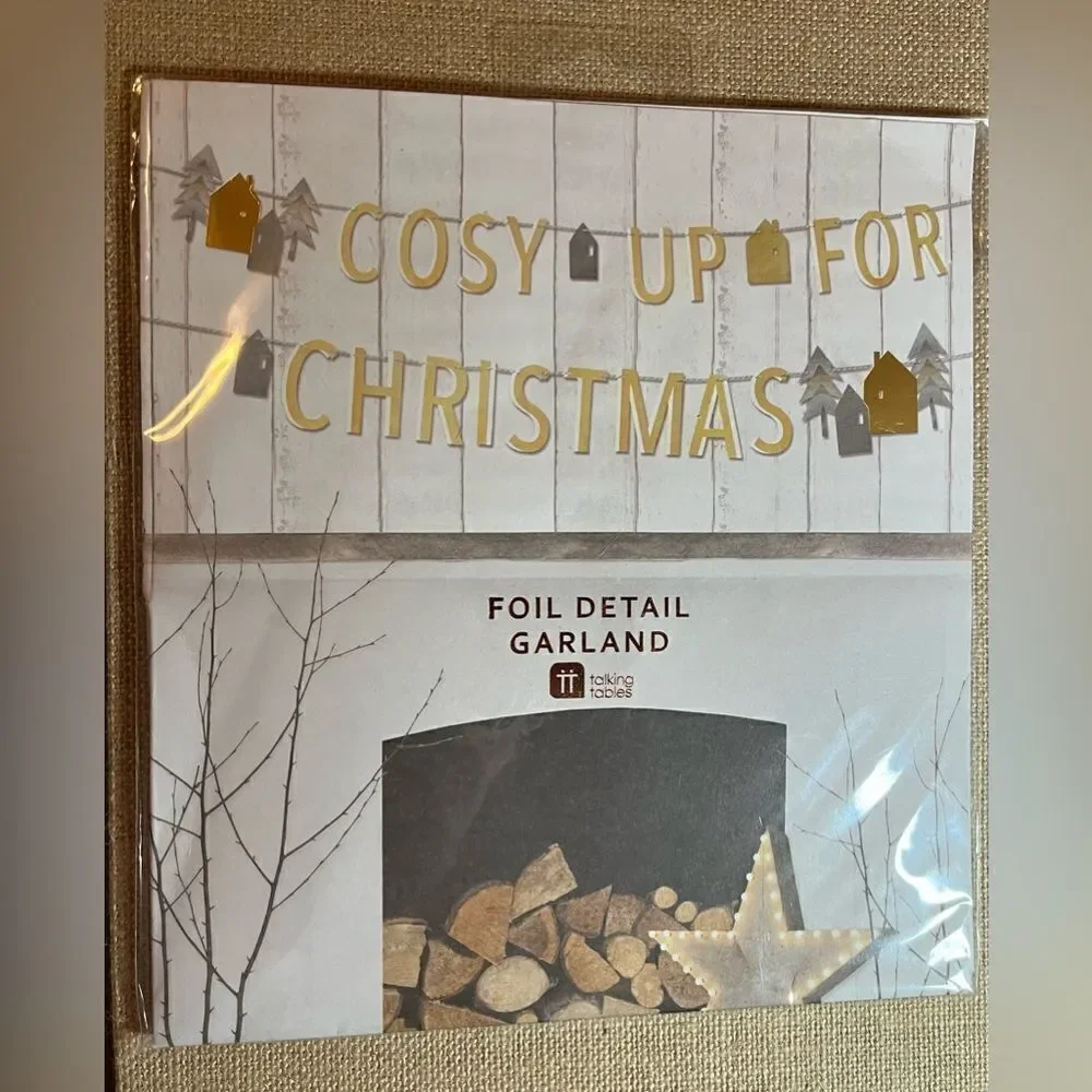 Cosy Up for Christmas Paper Banner Gold Foil Garland - large - new - 2.5M UK - Picture 4 of 4